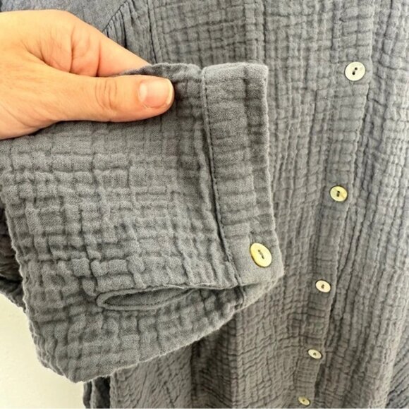 Zara Crinkle Texture Babydoll Tunic Dress Blue Gray Size Large - Picture 5 of 9